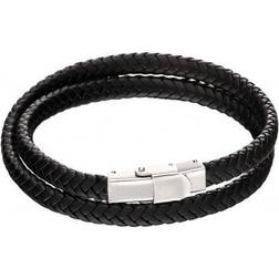 Fred Bennett Woven Plait Double Row Bracelet - Black/Silver