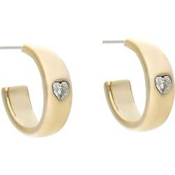 Fossil Ladies Sutton Valentine Heart Gold-Tone Stainless Steel Hoop Earrings