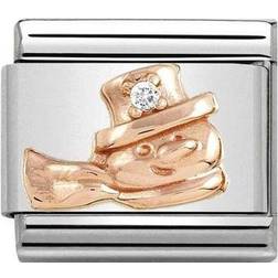 Nomination Composable Classic Link Snowman Charm - Silver/Rose Gold/Transparent