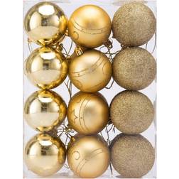 Casaria Christmas Baubles 24Pcs Set Gold Juletræspynt