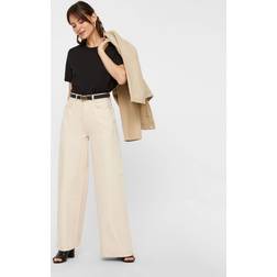 Pieces Ria Ss Fold Up Solid Tee - Black