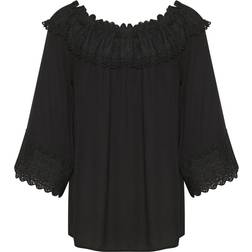 Cream Blus crBea Lace Blouse
