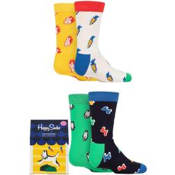 Happy Socks 4-Pack Pets Gift Set - White/Yellow/Red/Blue/Navy