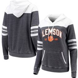 Camp David Women's Charcoal/White Clemson Tigers Blitz Sleeve Striped Blocked Raglan Hoodie, Medium