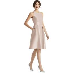 Alfred Sung Pleated Satin A-Line Dress