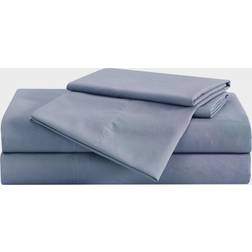 London Fog Garment Wash Solid Bed Sheet Blue (259.08x175.26)