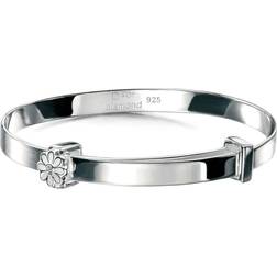 D For Diamond Daisy Baby Bangle - Silver/Diamond