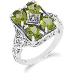 Gemondo Art Nouveau Inspired Peridot Statement Ring in 925 Sterling