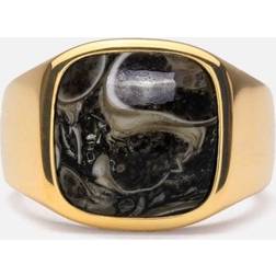 IX Studios Turtle Agate Signet Ring - Silber Vergoldet