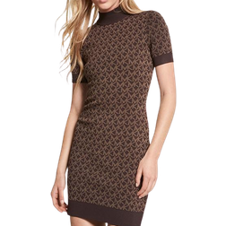 Michael Kors Logo Jacquard Mock Neck Dress - Chocolate