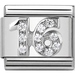 Nomination Composable Classic Link Number 16 Charm - Silver/Transparent