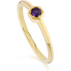 Gemondo Honeycomb Inspired Amethyst Solitaire Ring in 9ct