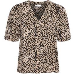 Karen by Simonsen Kbdelia Blouse with Short Sleeve - Leopard Sand