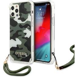 Guess Coque iPhone 12 Pro Max avec Dragonne Motif Camouflage vert