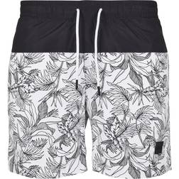 Urban Classics Low Block Pattern Swim Shorts - Jungle Pattern/Black