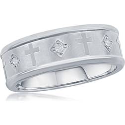 BLACKJACK Men's Stainless Steel CZ Cross Ring in