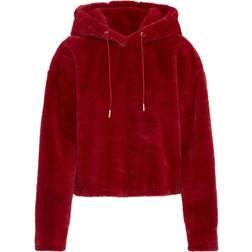 Urban Classics Ladies Oversize Short Teddy Hoodie - Burgundy