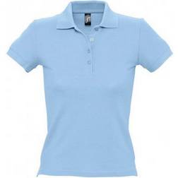 Sol's Women's People Pique Short Sleeve Cotton Polo Shirt - Sky Blue