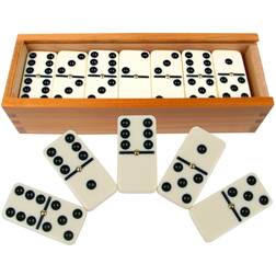 Hey! Play! Premium Set of 28 Double-Six Dominoes with Wood Case, M370001