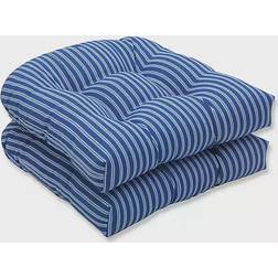 Resort Stripe Wicker Seat Ergonomic Pillow Blue, White