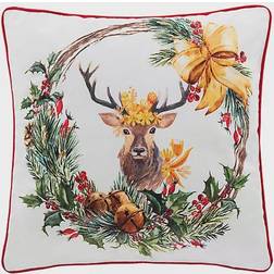 Safavieh Cranberry Reindeer Complete Decoration Pillows White, Yellow (45.72x45.72cm)