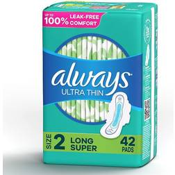 Always Ultra Thin Size 2 Long Super Pads with Wings 42-pack