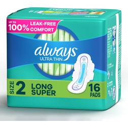 Always Ultra Thin Size 2 Long Super Pads with Wings 16-pack