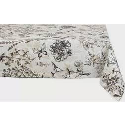 Design Imports Botanical Tablecloth Black (213.36x152.4cm)