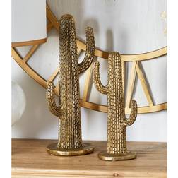 Deco 79 Set Of 2 Gold Polystone Eclectic Cactus Sculpture, 12" 17" Figurine