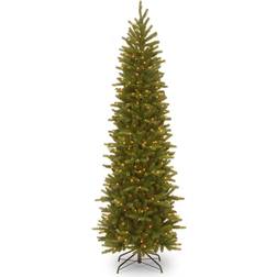 National Tree Company 7.5' Feel Real Grande Fir Pencil Slim Hinged Tree with 350 Clear Lights Christmas Tree 90"