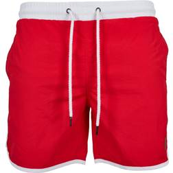 Urban Classics Retro Swim Shorts - Firered/White