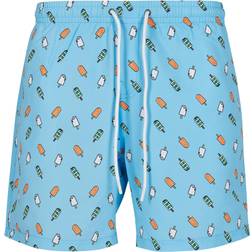 Urban Classics Pattern Swim Shorts - Lightblue/Ice