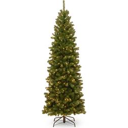 National Tree Company 7.5' North Valley Spruce Pencil Slim Hinged with Lights Christmas Tree 90"