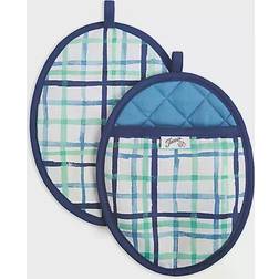 Fiesta Watercolor Plaid Pot Holder Green, Blue (25.4x20.32)