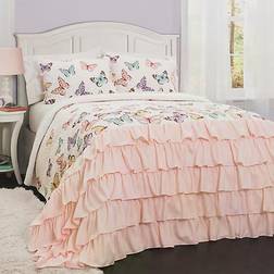 Lush Decor Flutter Butterfly Full/Queen Quilt Set in Pink 3 Pieces Quilts Pink