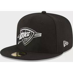 New Era Oklahoma City Thunder Black & White Logo 59FIFTY Fitted Hat Sr