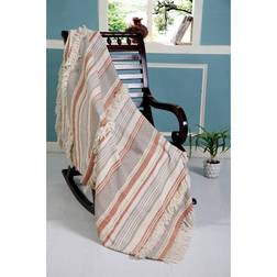 LR Home Fringed Blankets Grey, Orange (152.4x127cm)