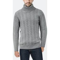 X-Ray Men's Cable Knit Roll Neck Sweater Male