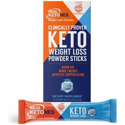 Real Ketones D-BHB Exogenous Keto Caffeinated Weight Loss Powder Sticks Peach 10ct