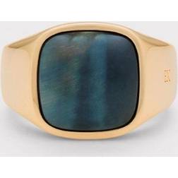 IX Studios Cushion Signet Hawks Eye Ring - Gold