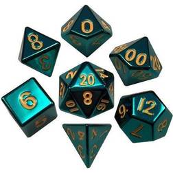 Metal Turquoise Polyhedral Metal 16mm Rollespils Terning Sæt Metallic Dice Games