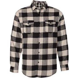 Burnside B8210 Men's Plaid Flannel Shirt in Ecru/Black