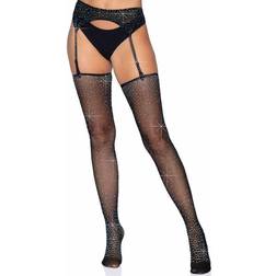 Leg Avenue 1950 00122 Everly Rhinestone Garter Belt & Stockings Set, Black One Size