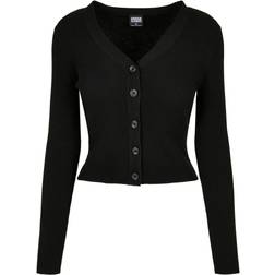 Urban Classics Ladies Short Rib Knit Cardigan - Black