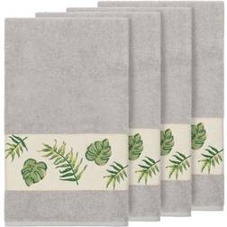 Palm Fronds Embroidered Light Grey Bath Towel Gray (68.58x137.16cm)
