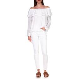 Michael Kors Ruffled Off-The-Shoulder Peasant Top - White