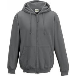 AWDis Plain Hooded Full Zip Hoodie - Steel Grey