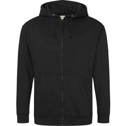 AWDis Plain Hooded Full Zip Hoodie - Deep Black