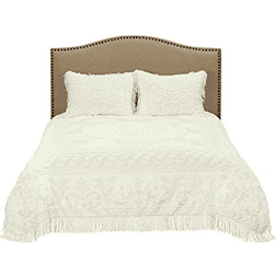 Beatrice Home Fashions Medallion Chenille Bedspread White, Beige (299.72x)