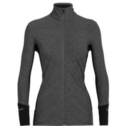 Icebreaker Women's Real Fleece Merino Descender Long Sleeve Zip Jacket - Jet heather/Black